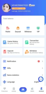 92 Glory game, deposit and withdraw section