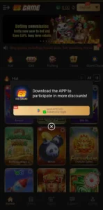 Download button and APK installation screen of E8 Game app on Android phone