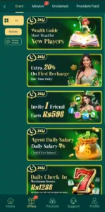 Image of Naya24 Game app deposit section with JazzCash and Easypaisa payment methods